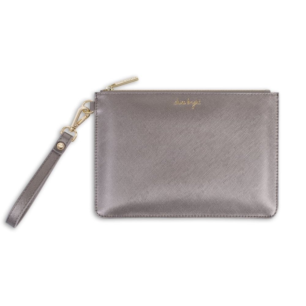 SECRET MESSAGE POUCH - SHINE BRIGHT/SHINE BRIGHT LIKE THE STAR YOU ARE! - metallic charcoal - 16x24cm