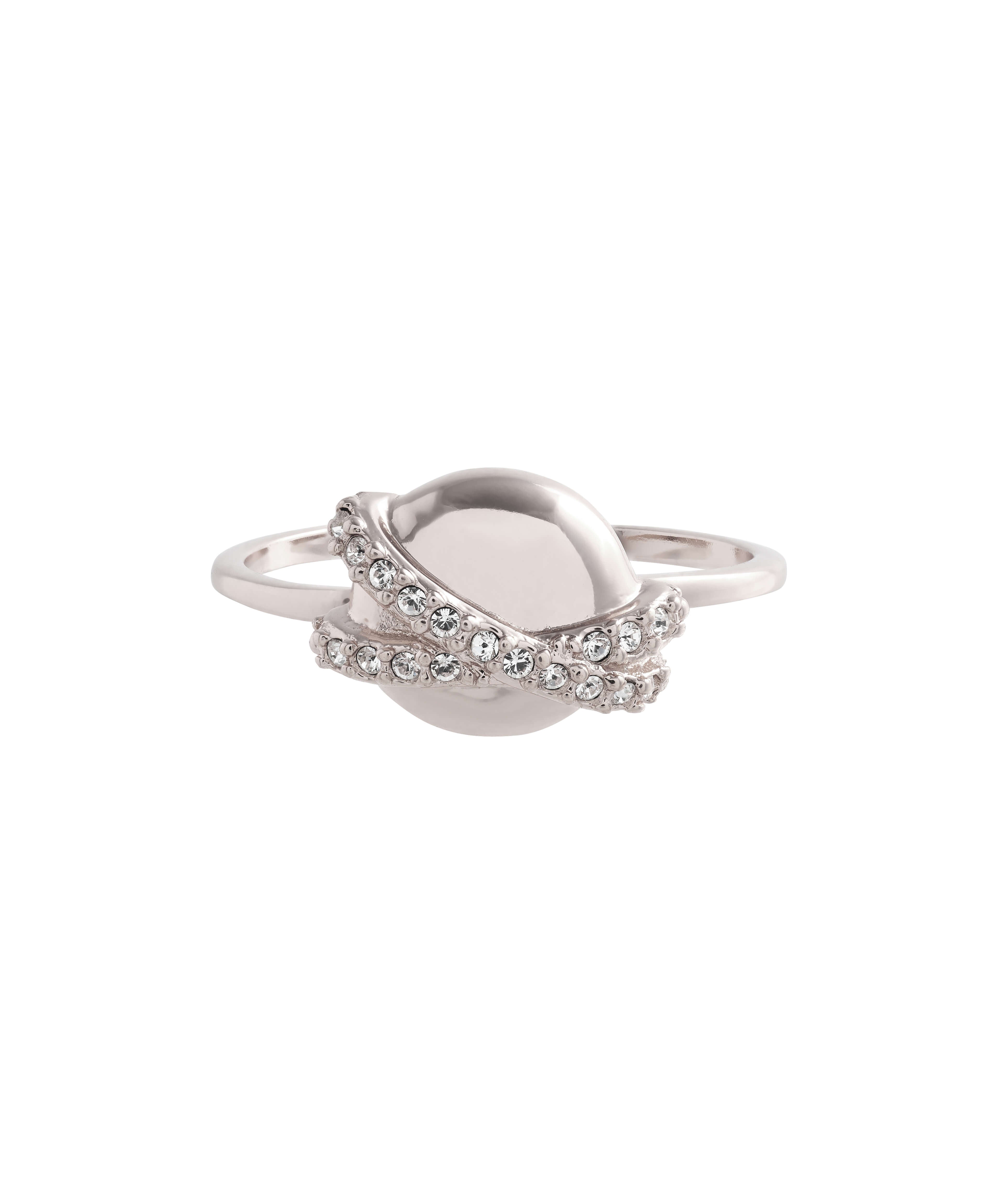 Classics Rhodium Plated Planet Open Ring- Size 7