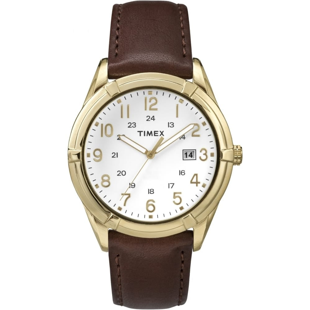 Mens Easton Ave. Rd GT case/ White dial/ Brown strap
