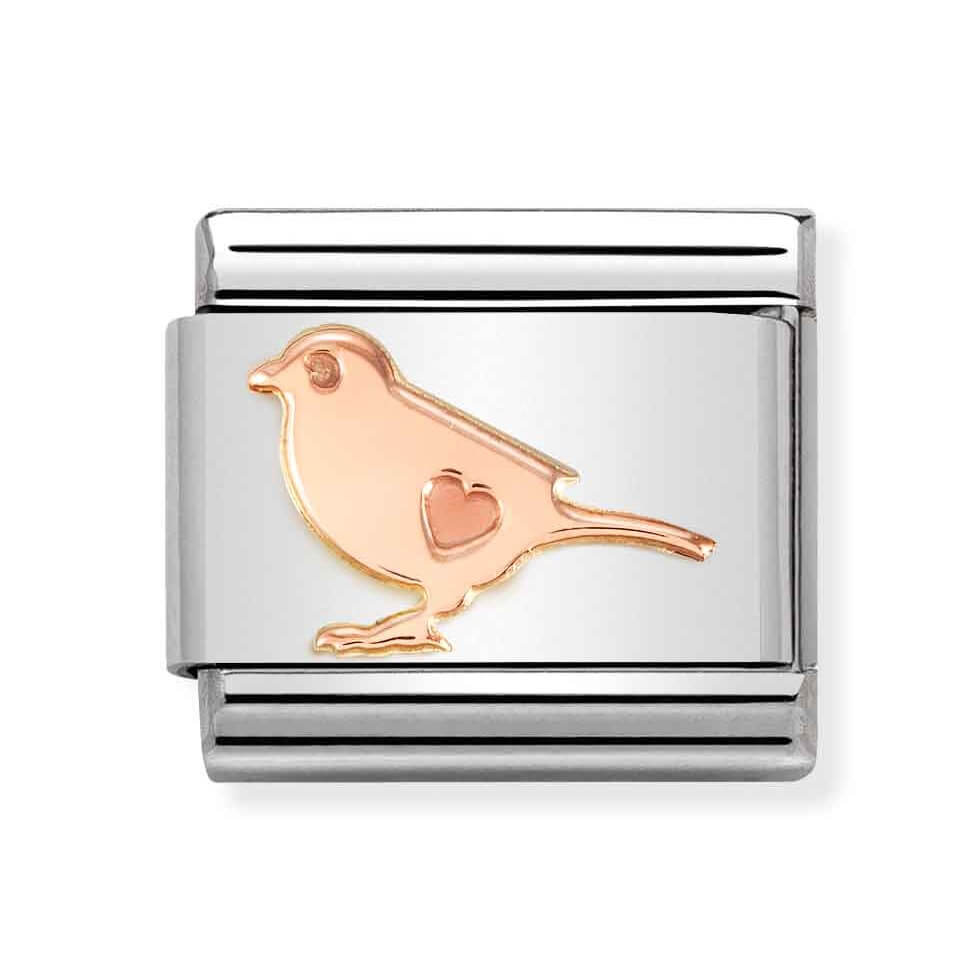 Classic Link In 9KRose Gold Bird With Heart Symbol