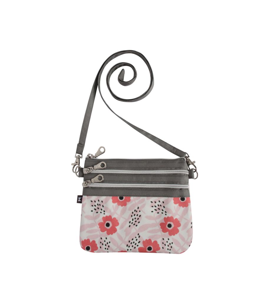 Poppy Pink Oil Cloth 3 Zip Pouch