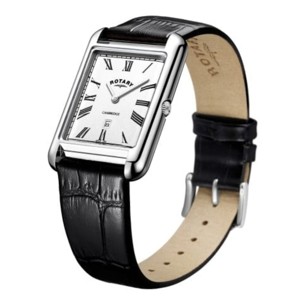 Rotary Stainless Steel Cambridge Shaped Gents Watch With Roman Numerals