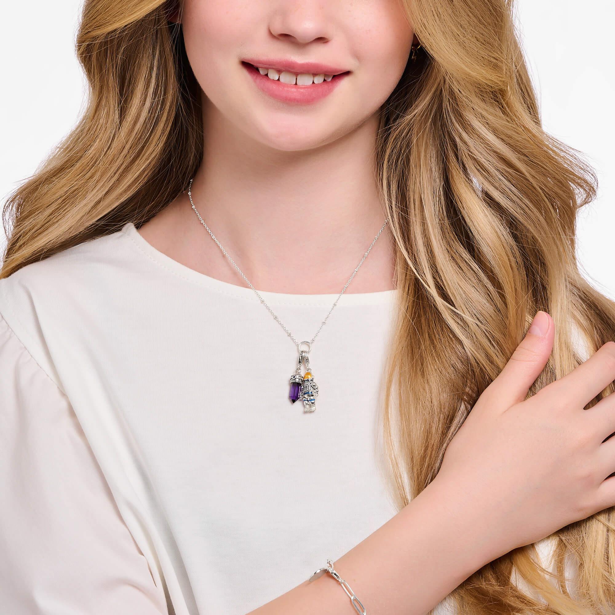 Member Charm Little Balls Necklace With Round Pendant