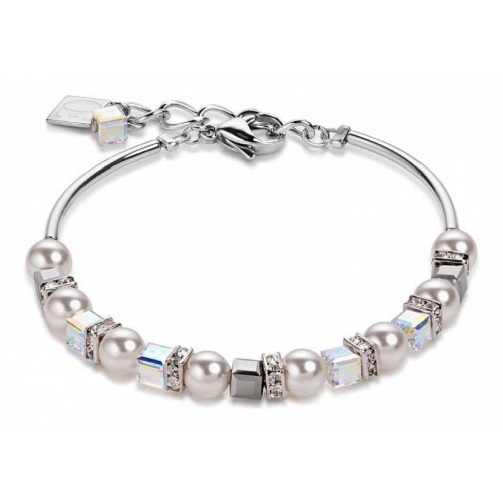 Silver Crystals & Pearls Bracelet