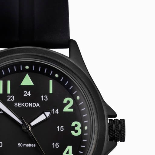 Black Case & Dial With Black Rubber Strap Men's Watch