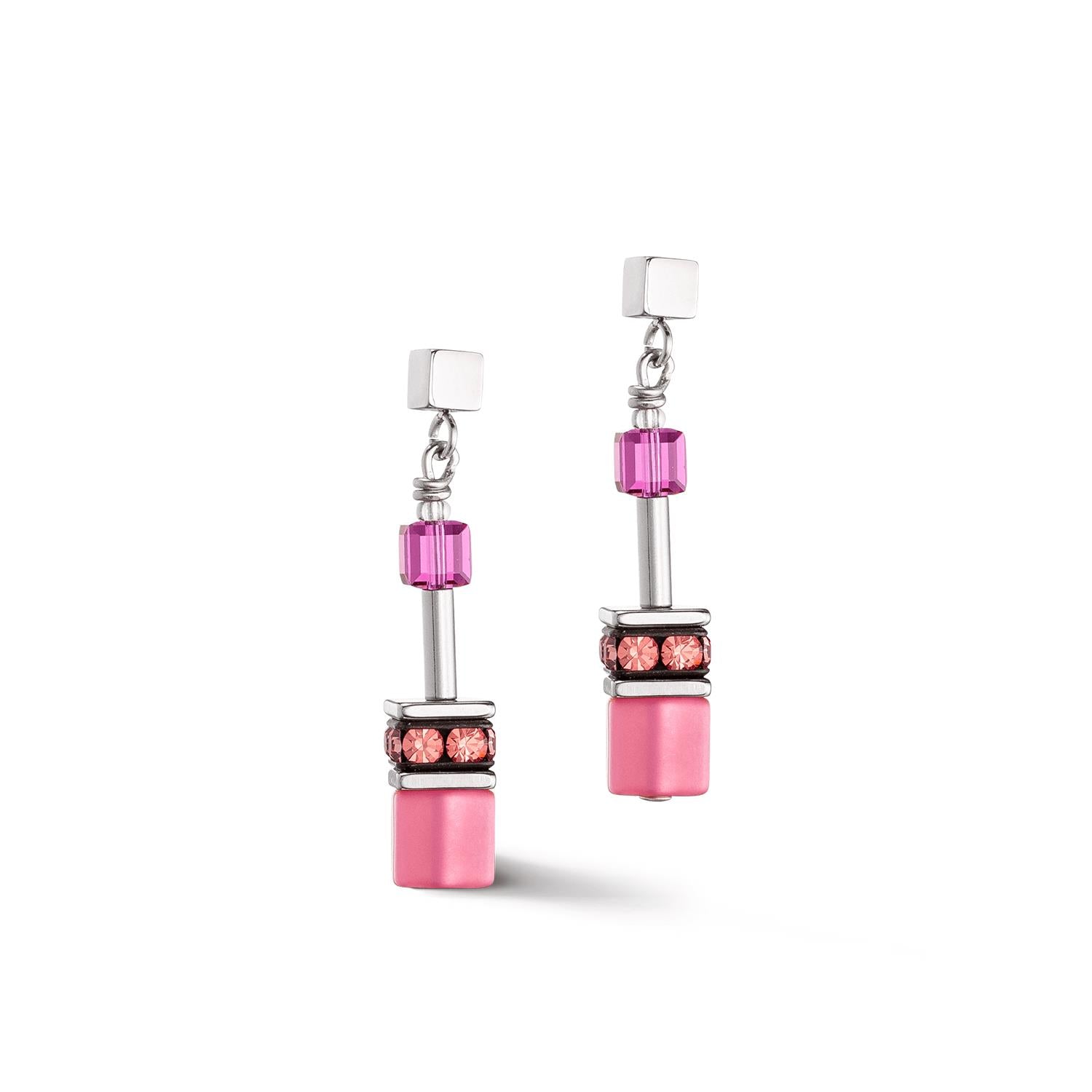 GeoCUBE Viva Magenta Earrings With Stickpin