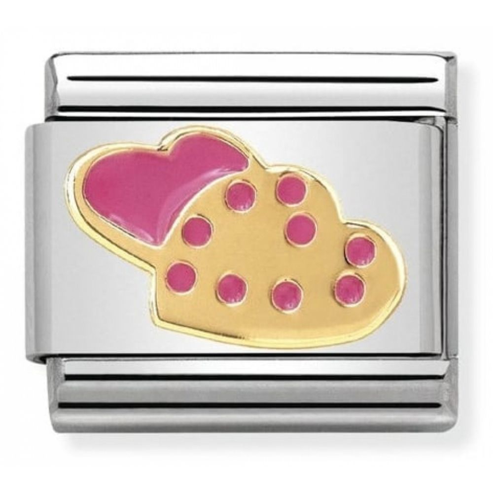 Classic Cookies In Heart In Stainless Steel & 18k Gold Charm