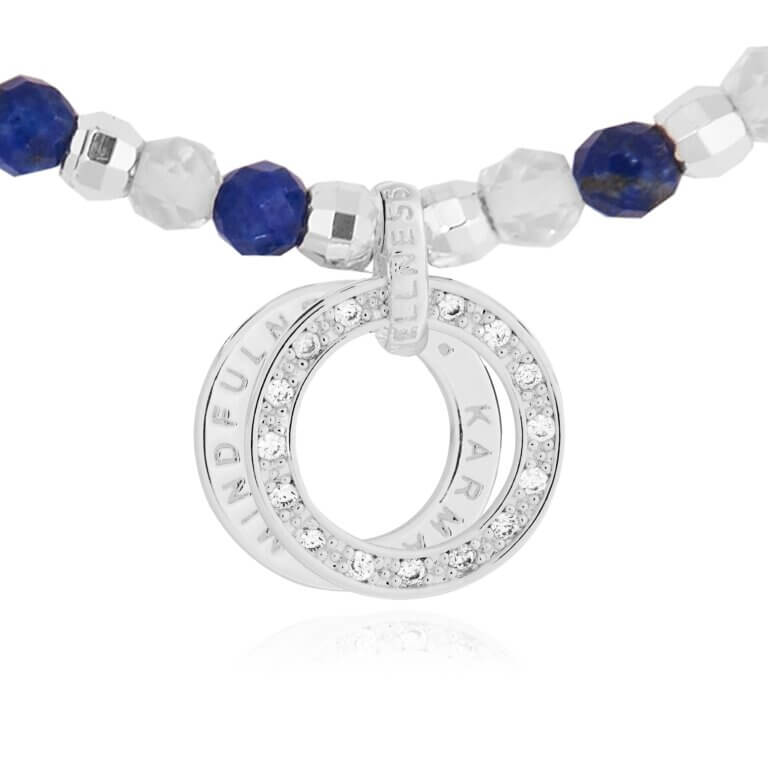 Wellness Gems | Silver | Lapis Lazuli And Moonstone Bracelet | 17.5cm Stretch