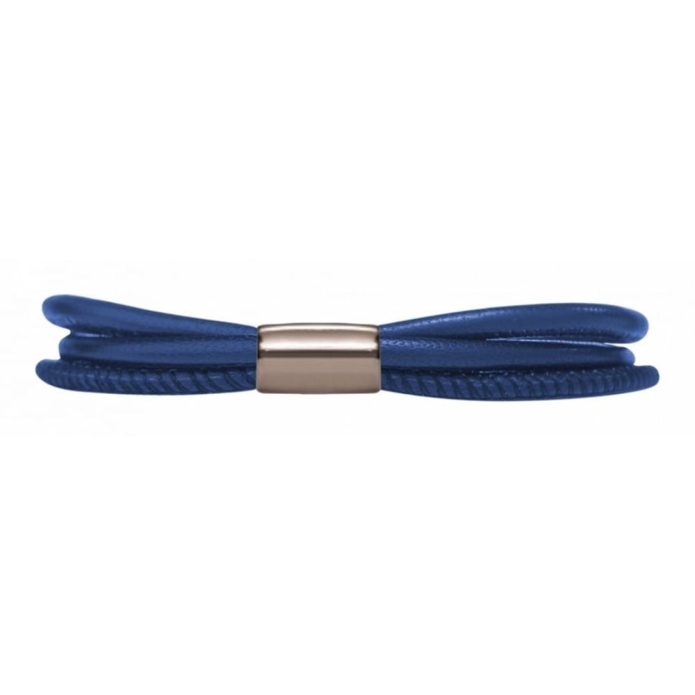 Blue Leather Three String Single Bracelet