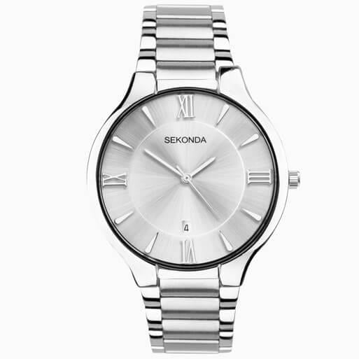 Silver Case with Silver White Dial & Stainless Steel Bracelet Men's Watch