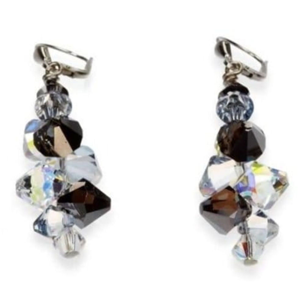 Oxidised Steel & Ruthenium Brass Swarovski Earrings