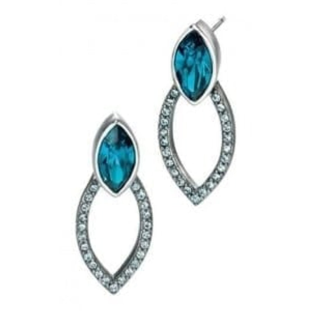 Blue Swarvoski Crystal Pierced Earrings