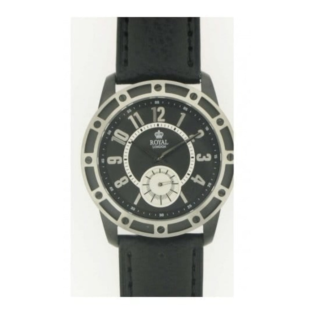 Gents 'The Virtuoso' Black Leather Wristwatch