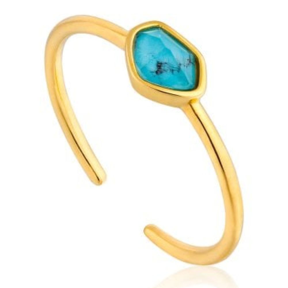 Mineral Glow Turquoise Adjustable Ring Gold