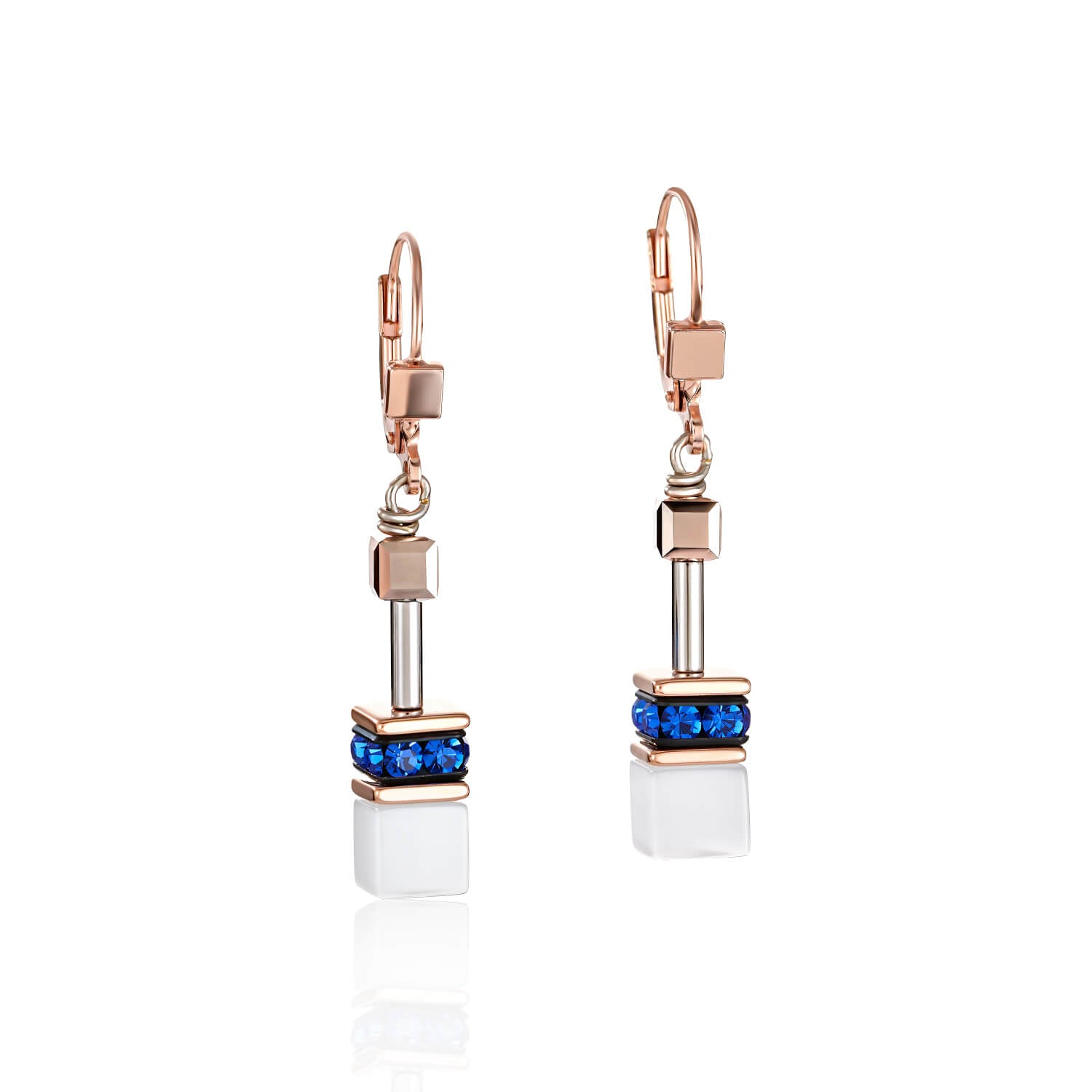 White & Blue Pierced Rose Gold Earring