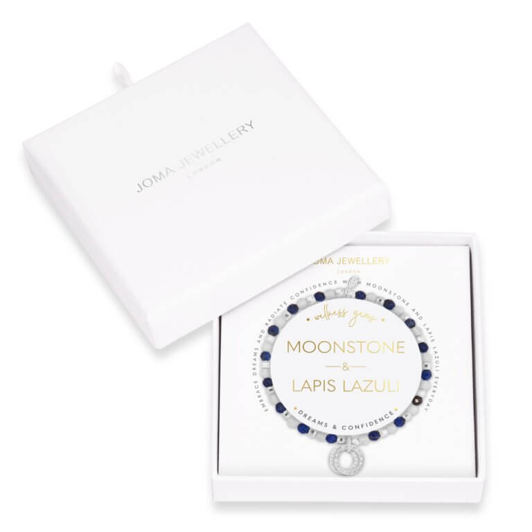 Wellness Gems | Silver | Lapis Lazuli And Moonstone Bracelet | 17.5cm Stretch