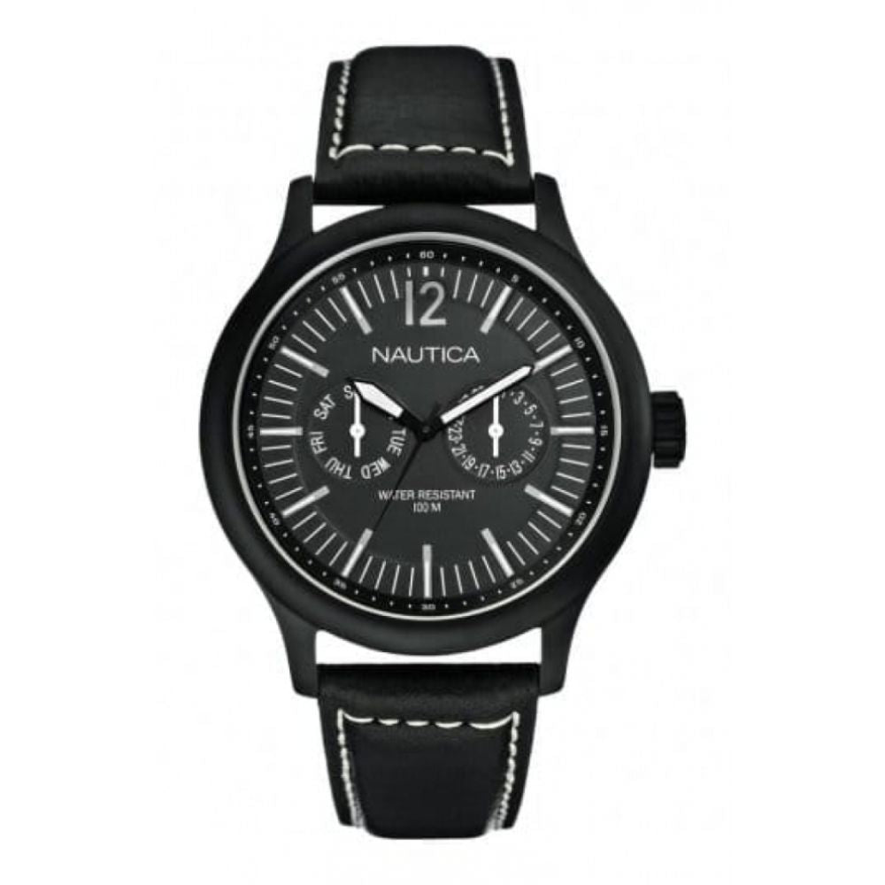 Gents NCT Black Leather Multifunctional Strap Watch