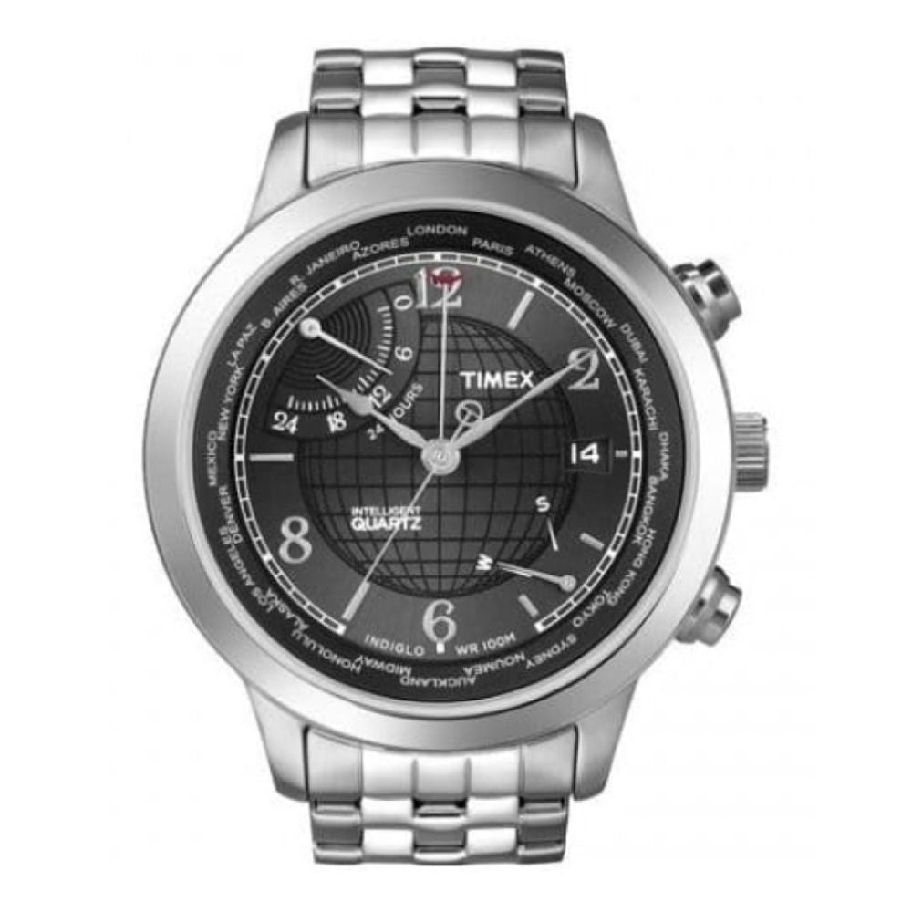 Intelligent Quartz World Time Stainless Steel Bracelet Watch