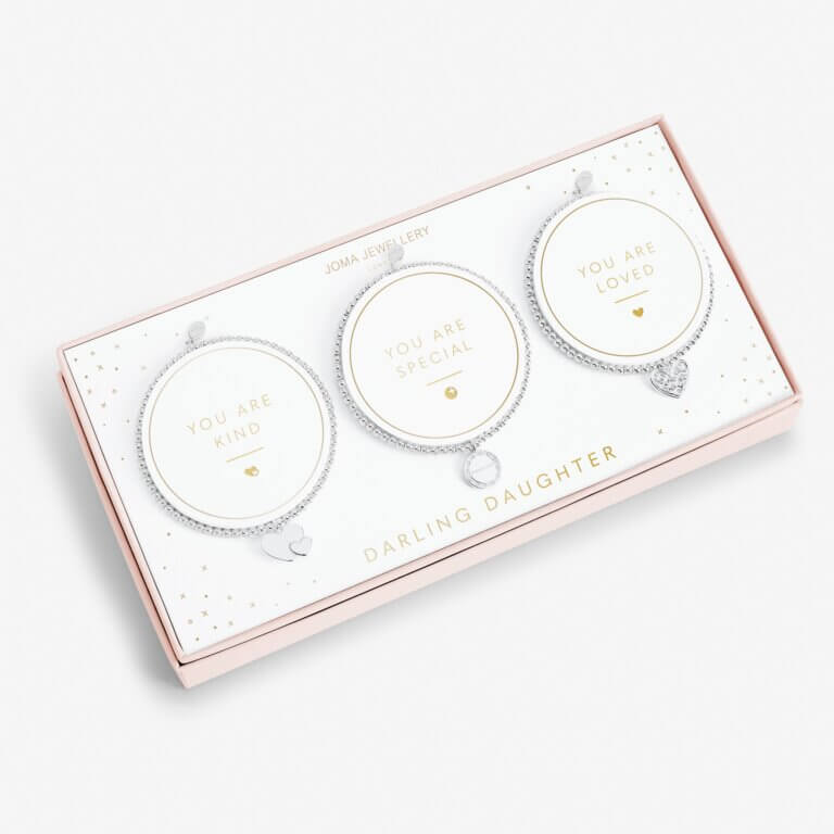 Celebration Set | Darling Daughter | Silver | Set Of 3 Bracelets | 17.5cm Stretch