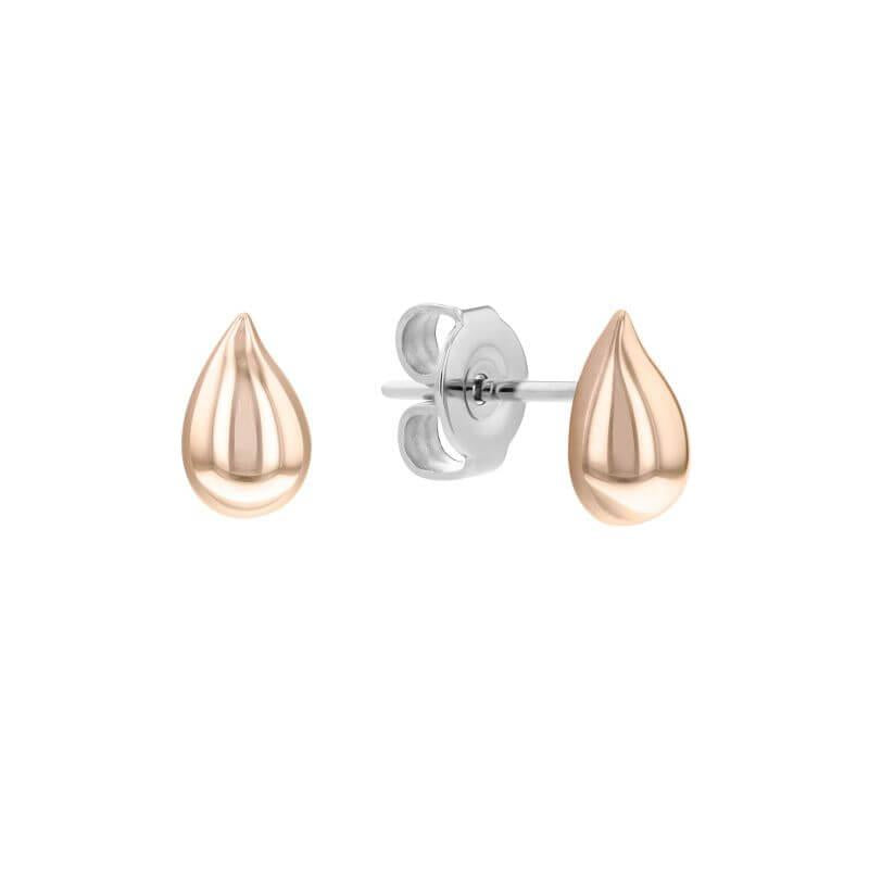Sculptured Drops Rose Gold Tone Stud Earrings