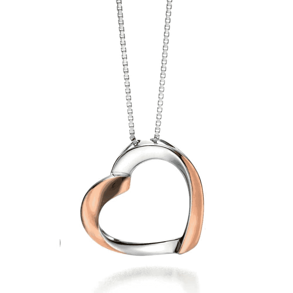 Rose Gold Plated Ribbon Heart Pendant