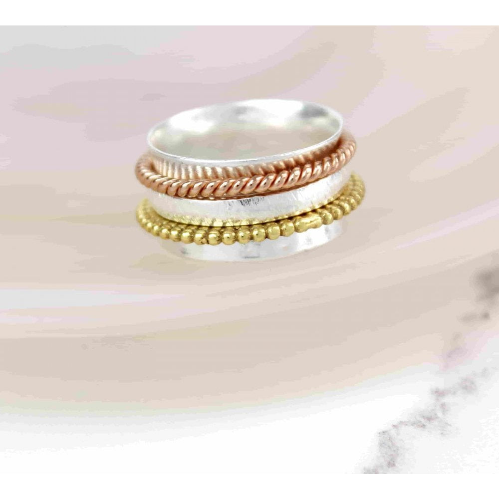 Silver Spinning Rings With Twisted Band