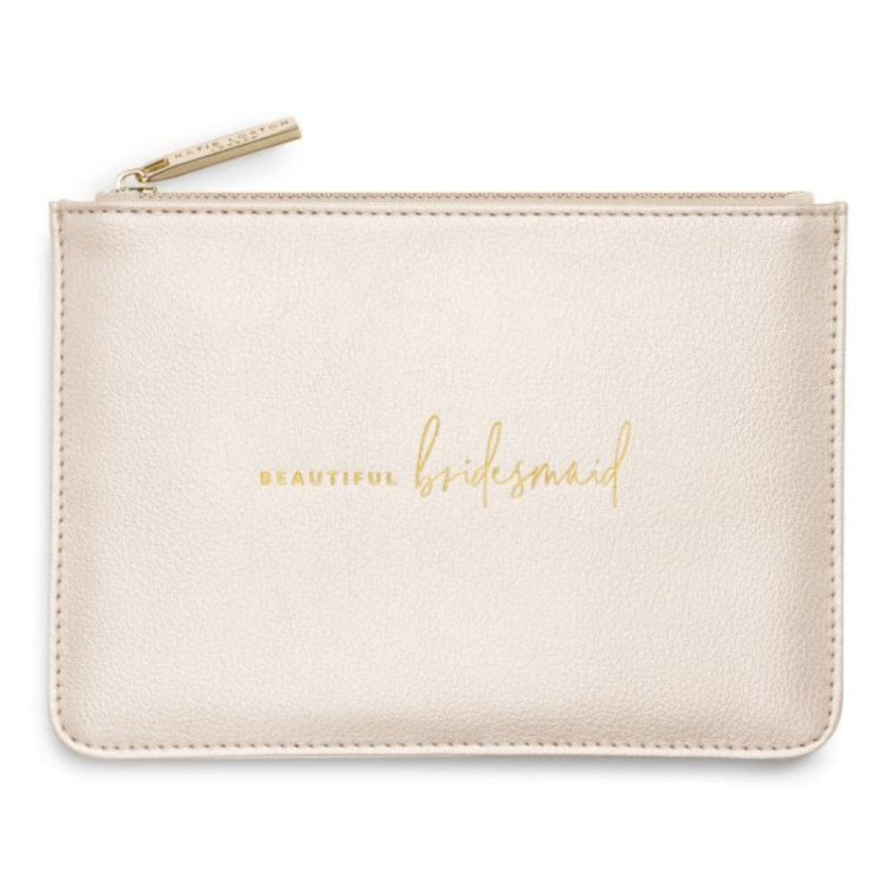 BRIDAL PERFECT POUCH GIFT SET - Beautiful Bridesmaid - Metallic Gold and White - 29x21x2.5cm (boxed)