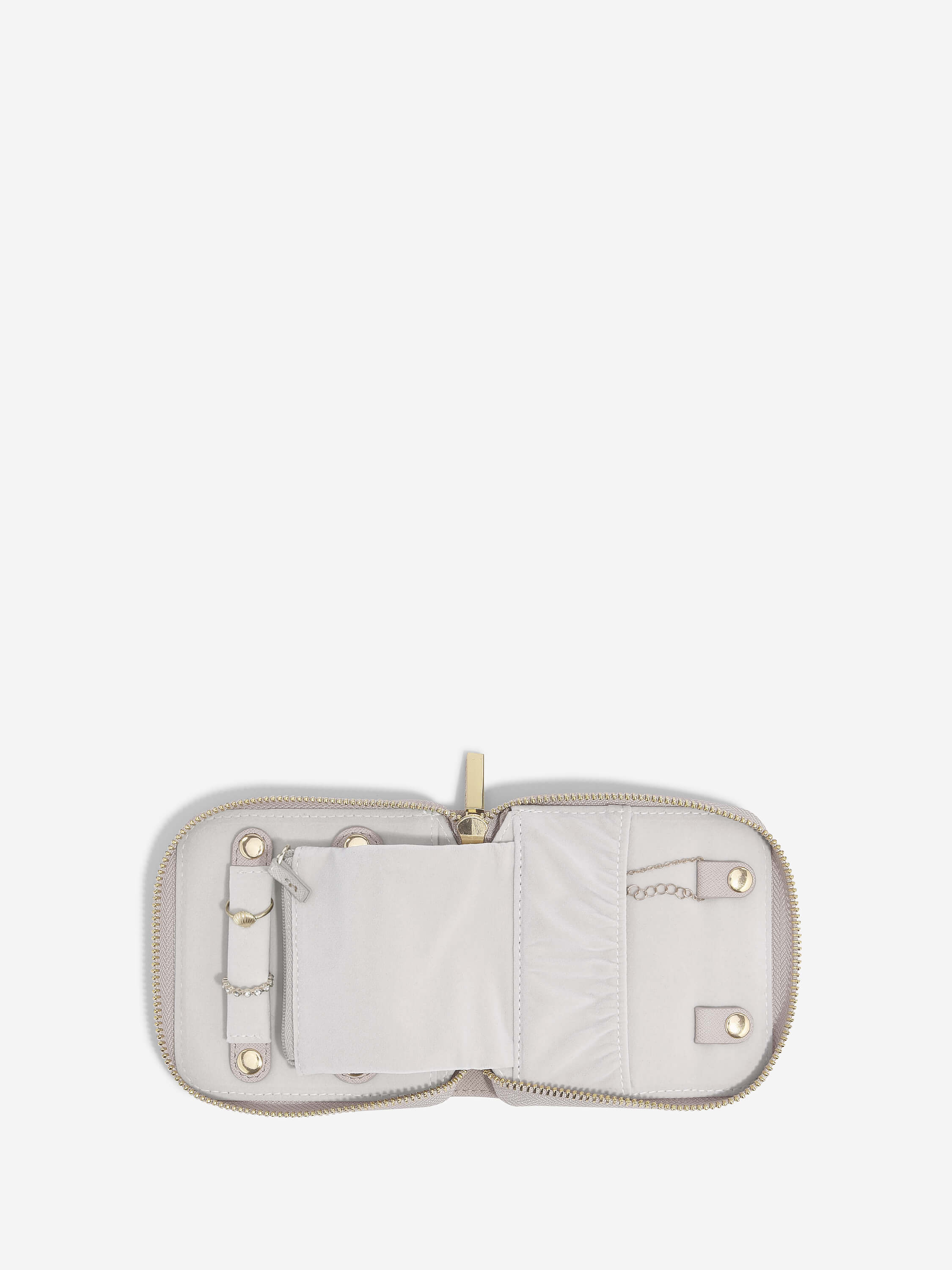 Taupe & Gold Compact Jewellery Roll