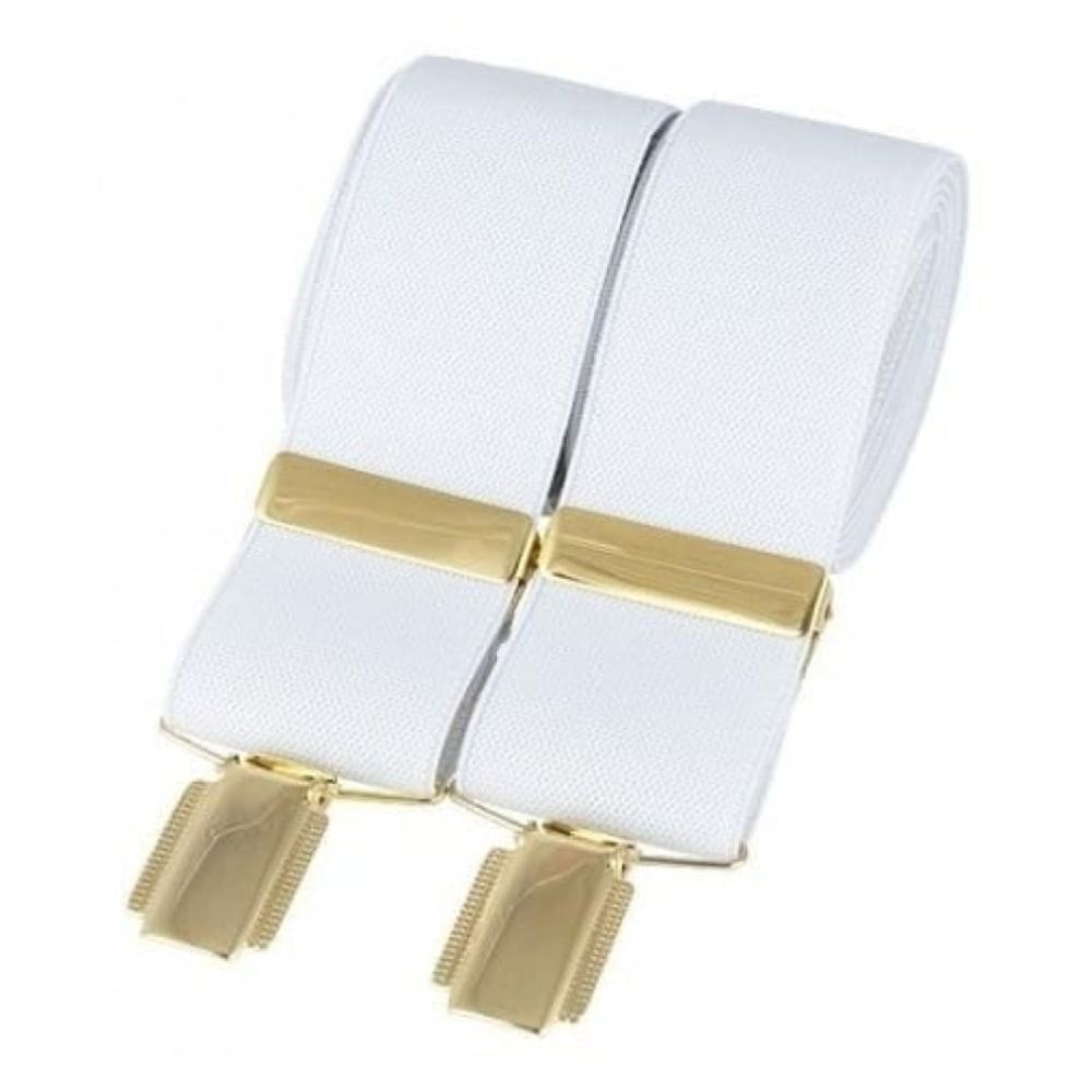 White & Gold Steel Elasticated Braces