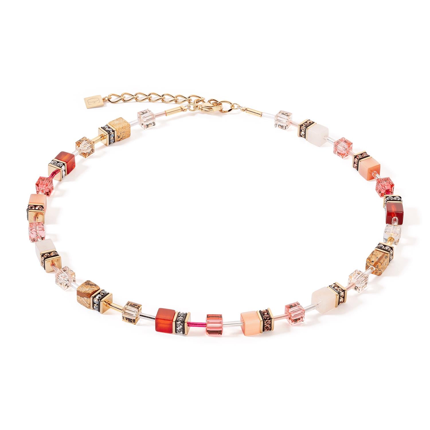 GeoCUBE Iconic Precious Red- Beige Necklace