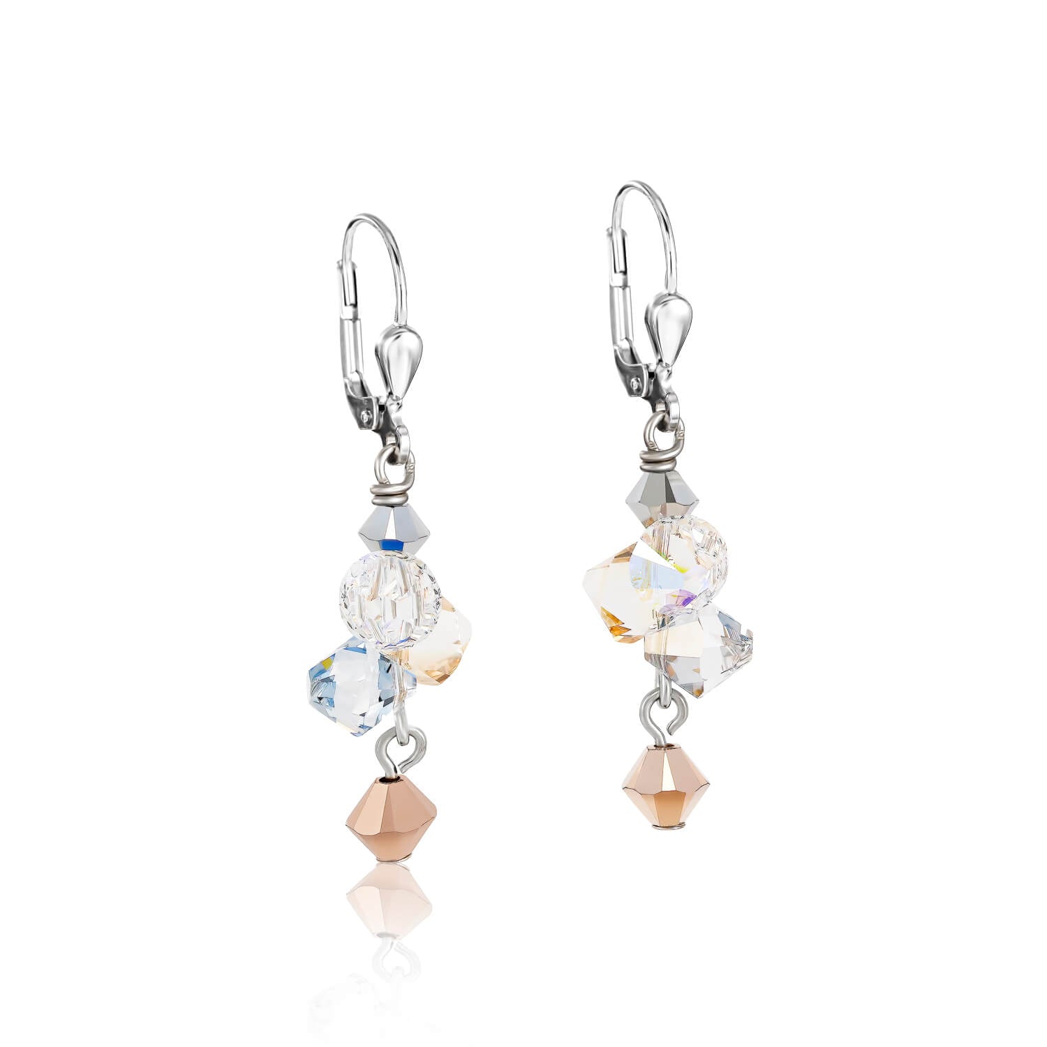 Rose Gold Swarovski Crystals & Stainless Steel Pierced Earrings
