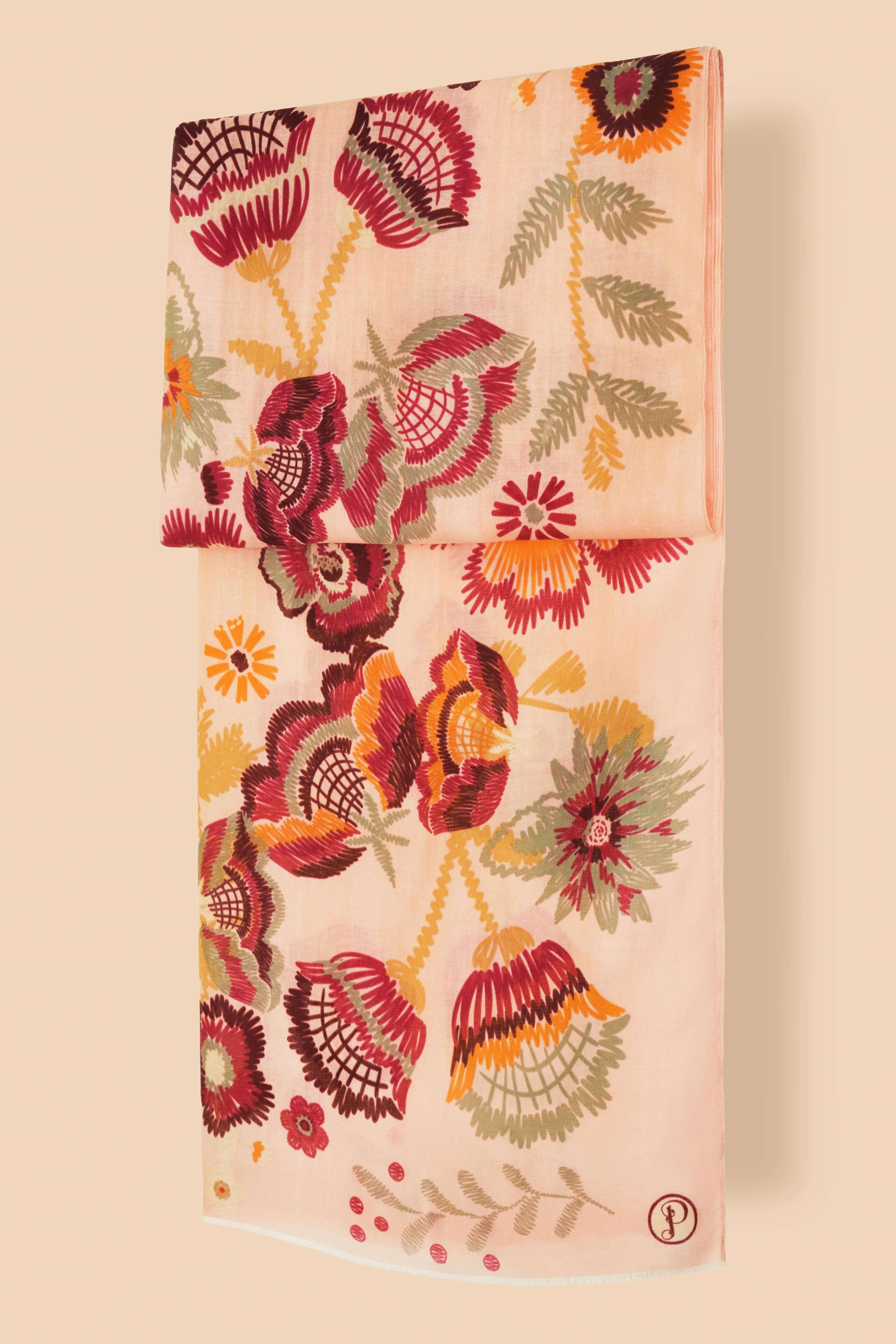 Printed Floral Symmetry Scarf