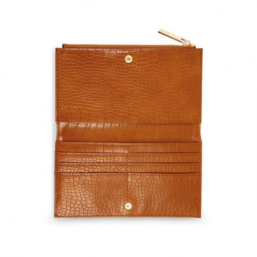Celine Faux Croc Fold Out Purse | Cognac