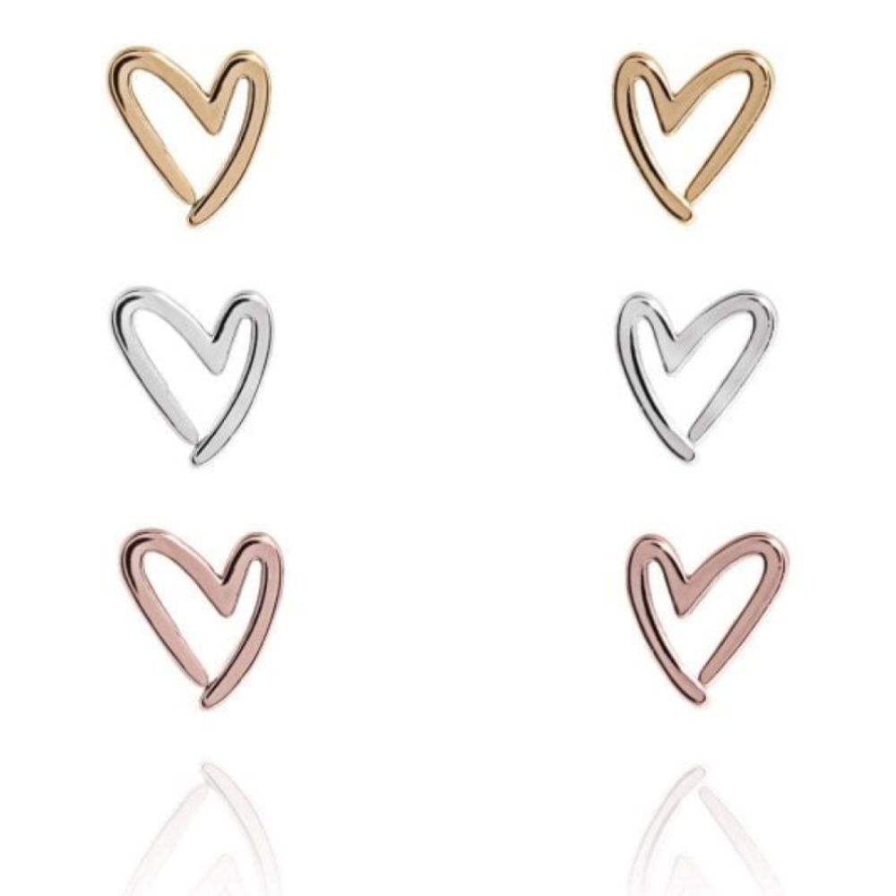 Florence Outline Heart Earring Set - Silver Rose Gold Yellow Gold