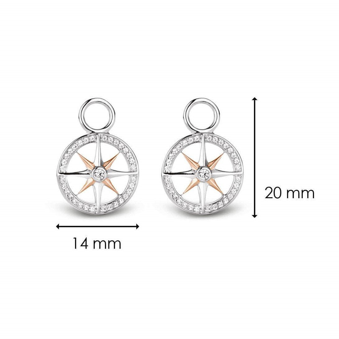 Two Tone Wind Rose CZ Ear Charm