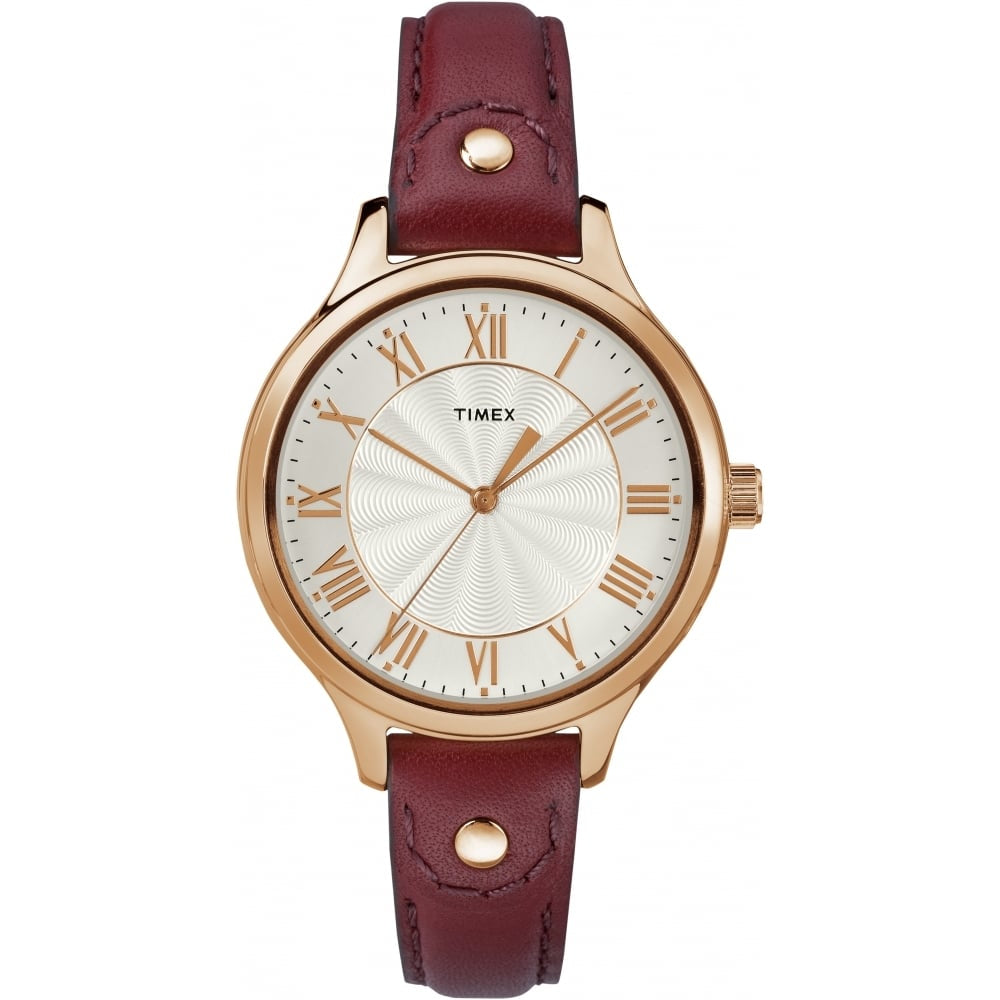 Peyton 36mm Burgundy Leather Strap/White Dial