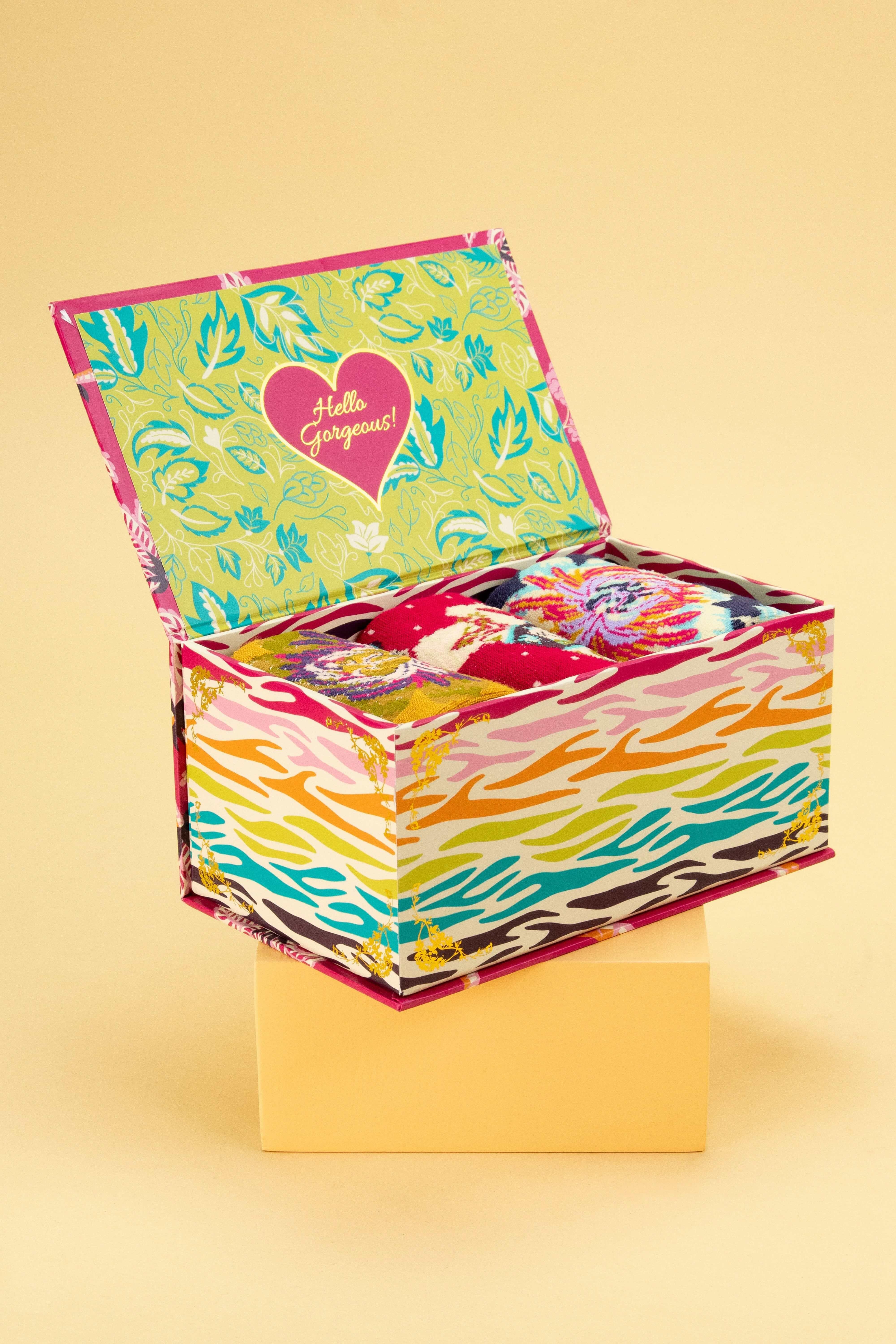 Ladies Zebra Carnival Sock Box