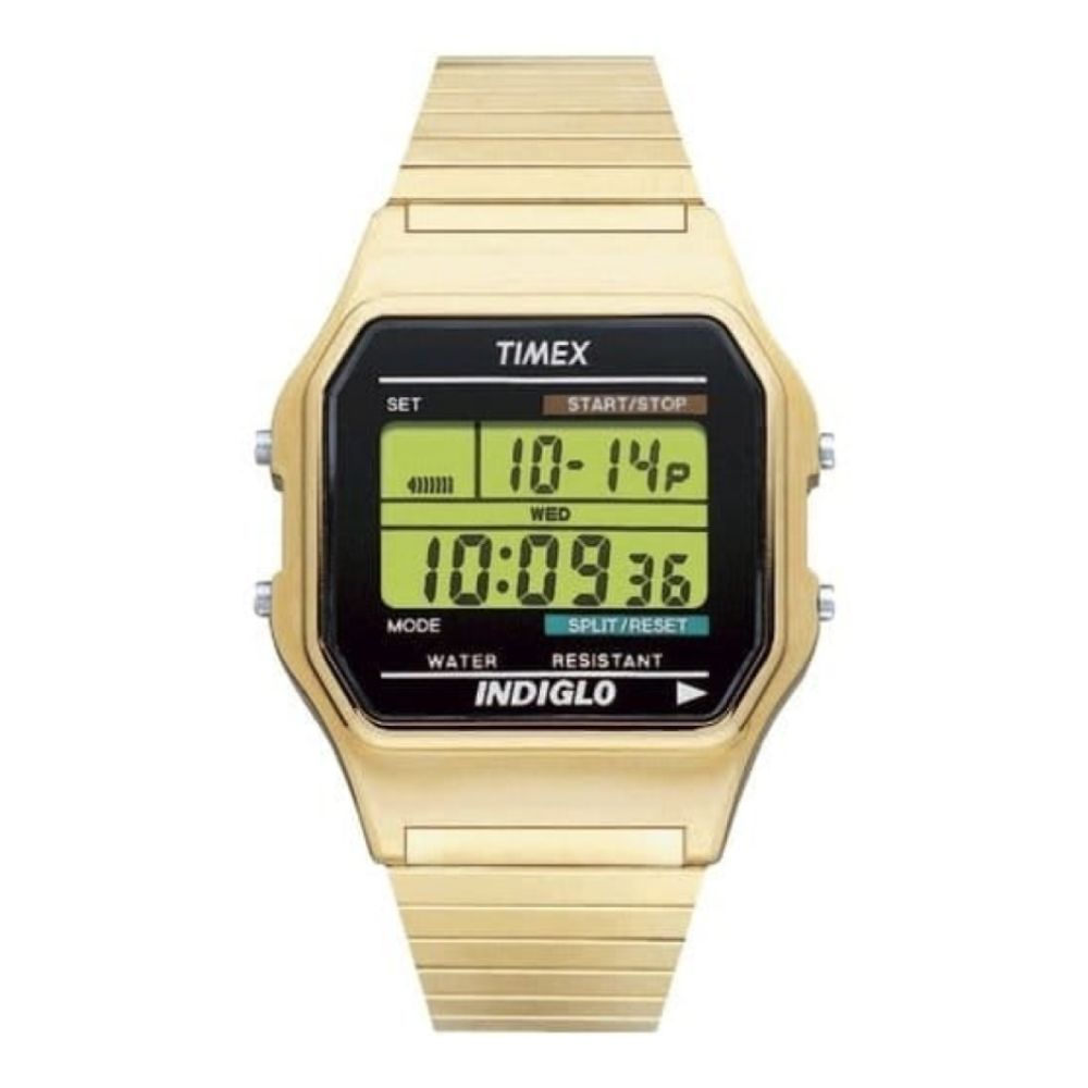 Gents Digital Chronograph Brushed Gold Indiglo Wristwatch