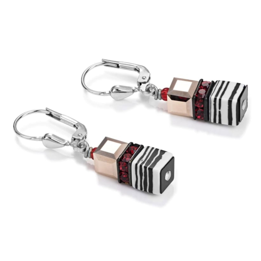 Red and Pink Geo Cube Earrings
