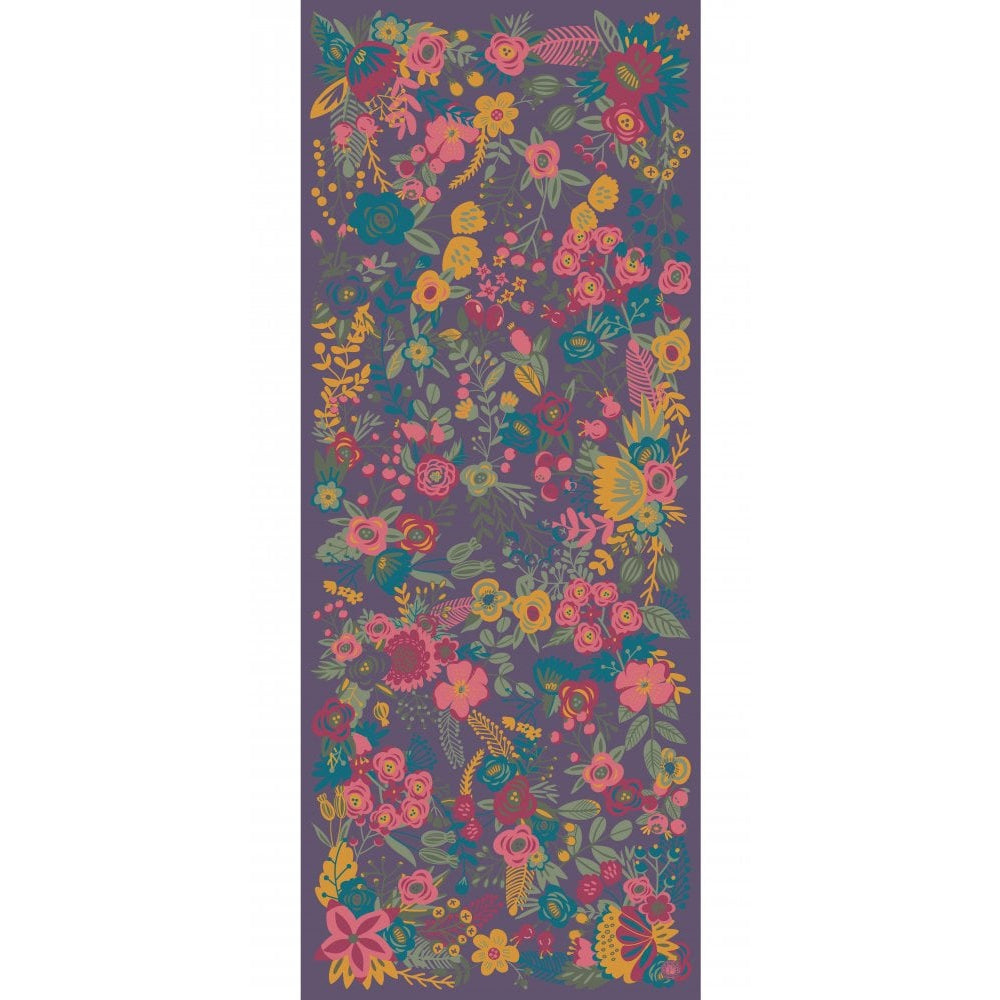 Satin Square - Floral - Damson