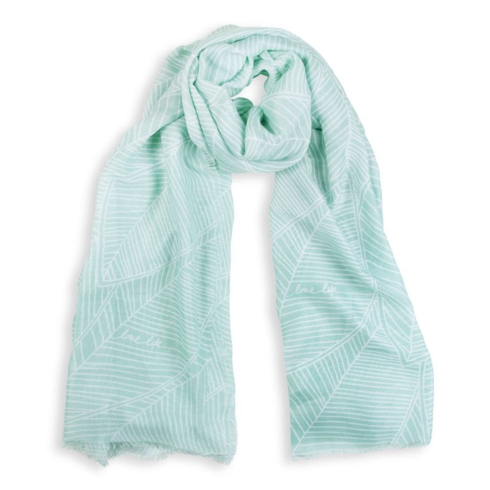Sentiment Scarf - Love Life- Seafoam Green- Frayed Edge