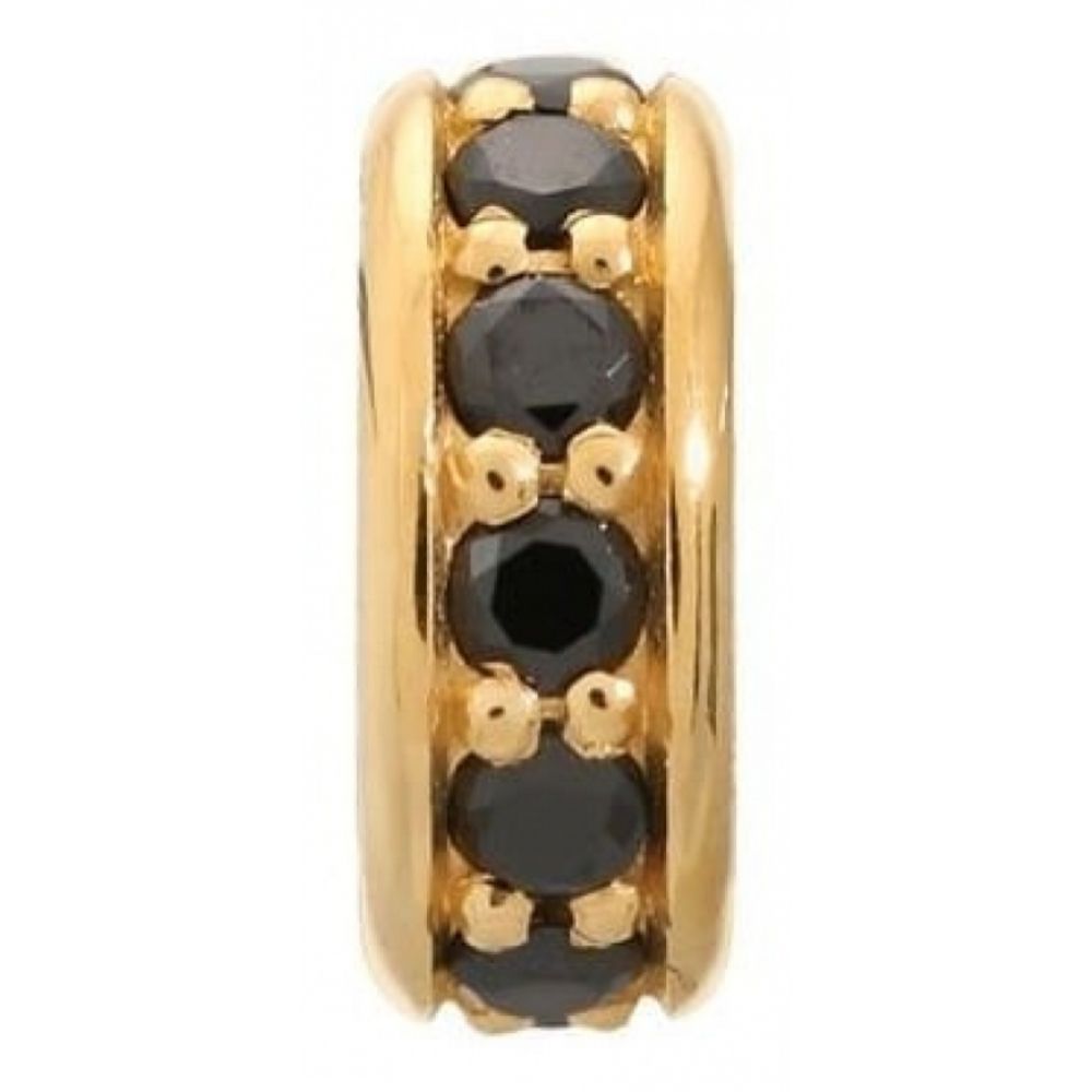 Black CZ Gold Plated Ring Charm