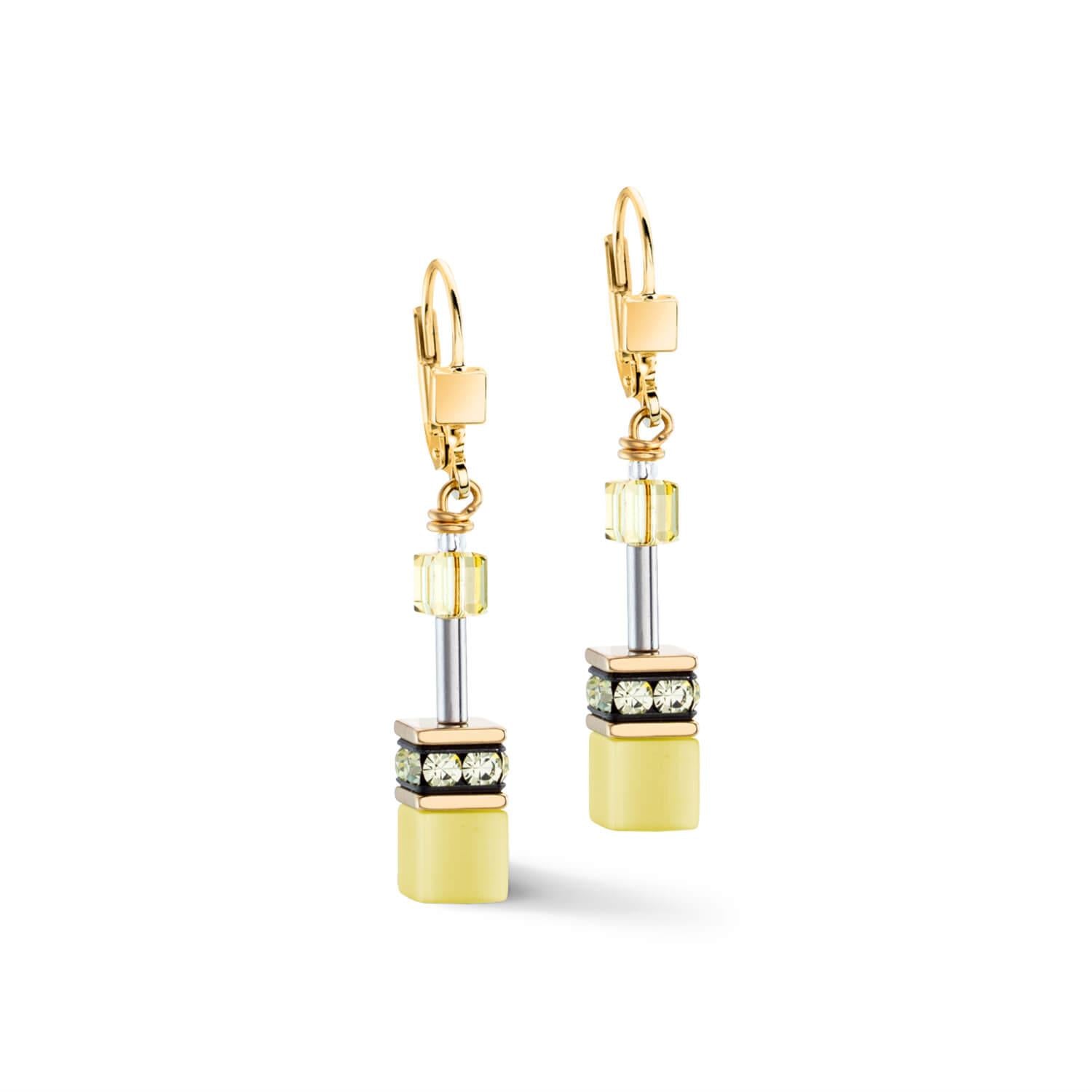GeoCUBE Iconic Mono Gold Pierced Earrings In Light Yellow
