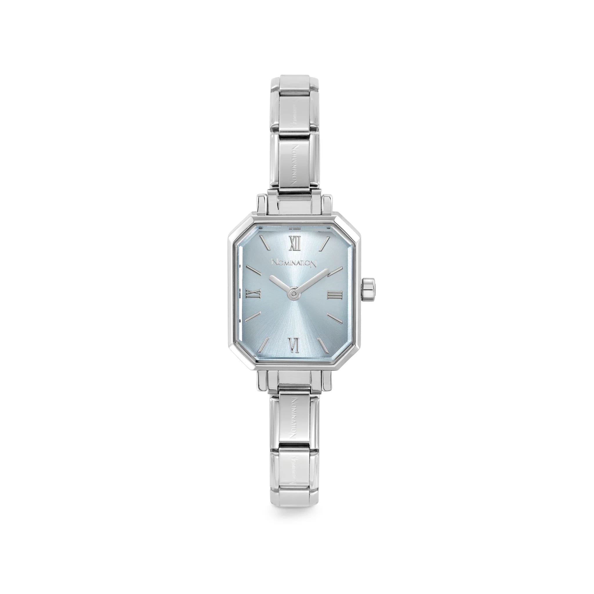 Classic Paris SS Rectangular Celestial Blue Sunray Dial Watch