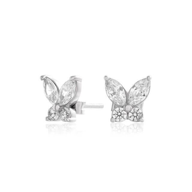 Sparkle Butterfly Marquise Studs Silver