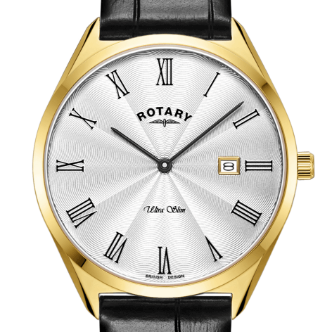 Gents Leather Strap Gold Plate