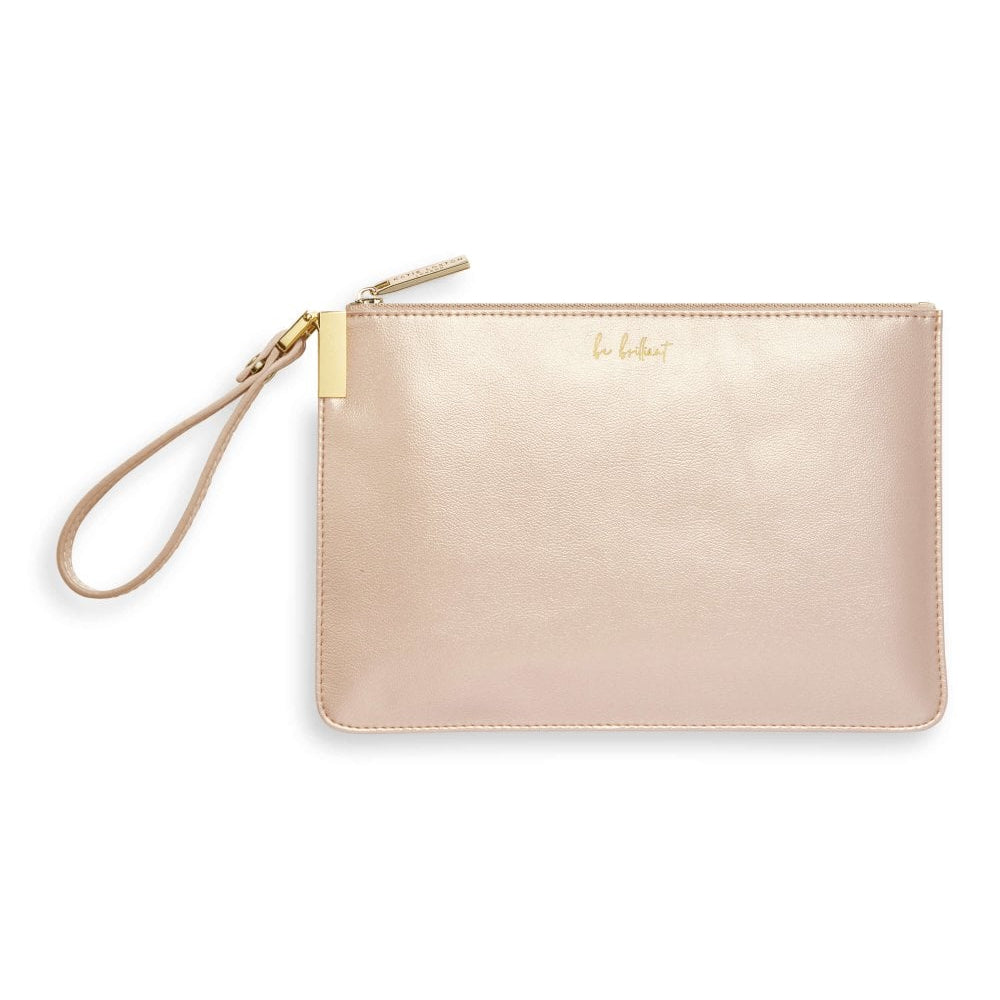 SECRET MESSAGE POUCH - BE BRILLIANT/A REMINDER TO ALWAYS SPARKLE - Metallic Champagne - 16x24cm