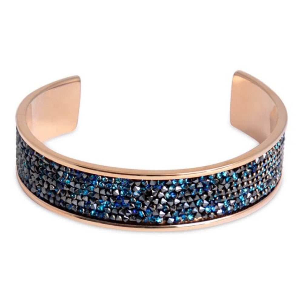 Tirano Rose Gold & Bermuda Blue Crystals Bangle