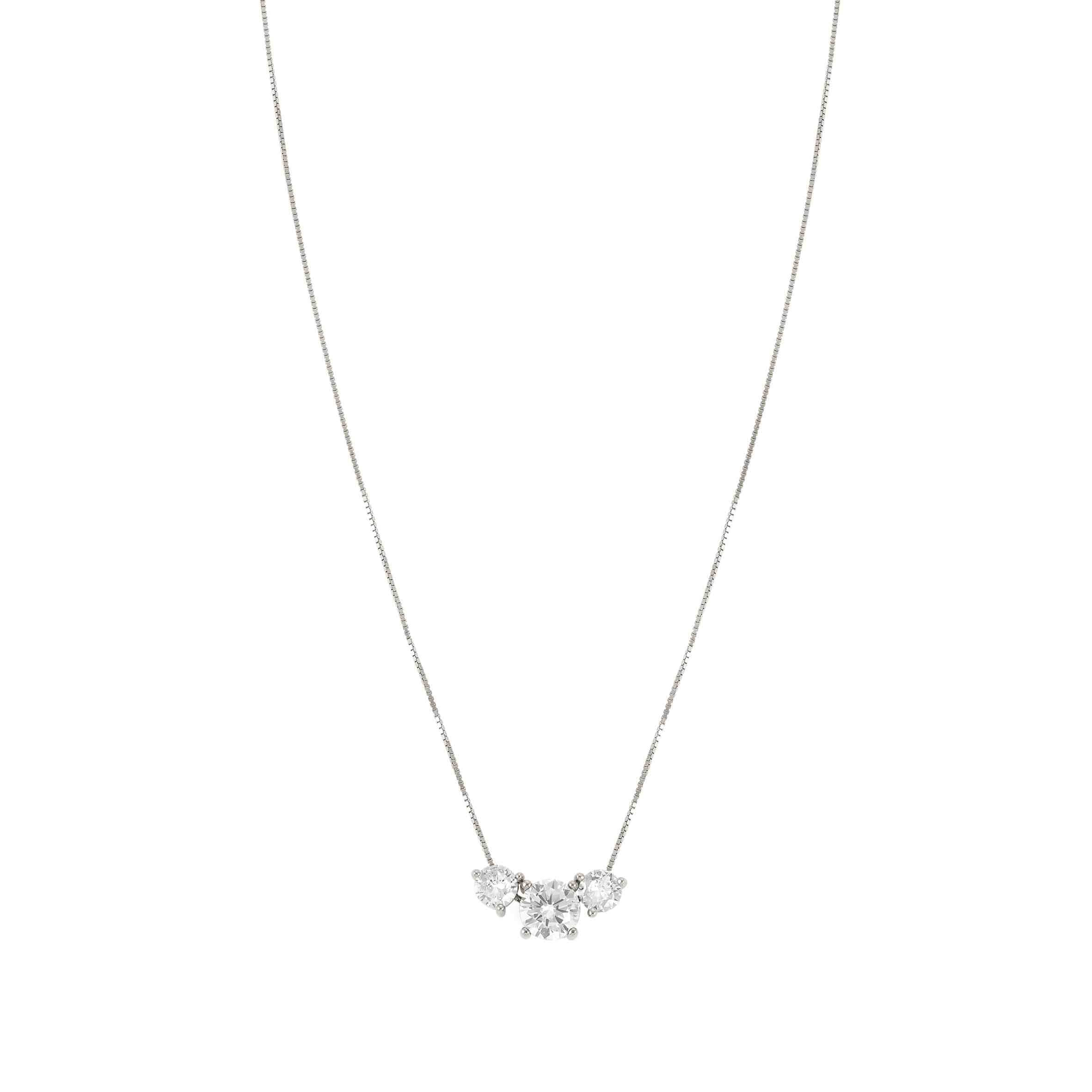 Colour Wave Necklace In Silver & White CZ