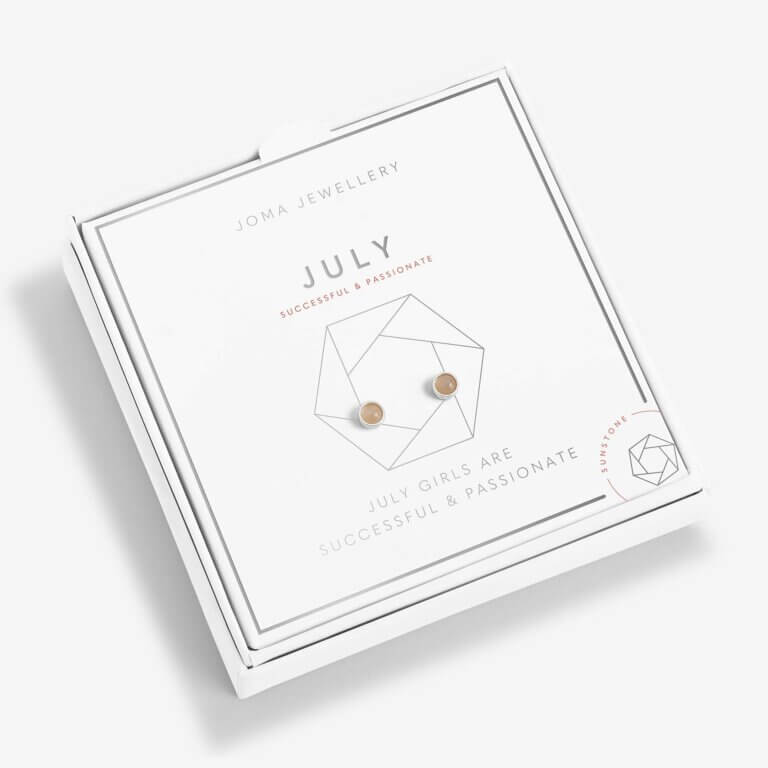 July Sunstone Birthstone Boxed Earrings